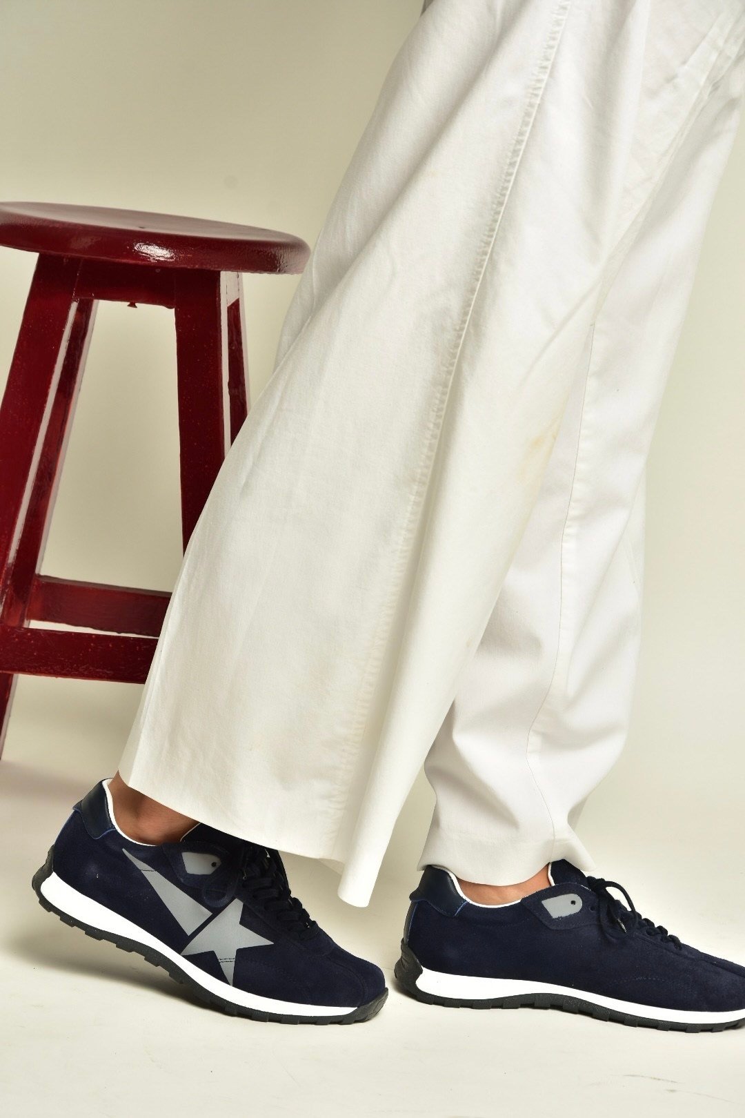 Z312516661 Lacivert Hakiki Deri Süet Kadın Spor Ayakkabı Sneakers
