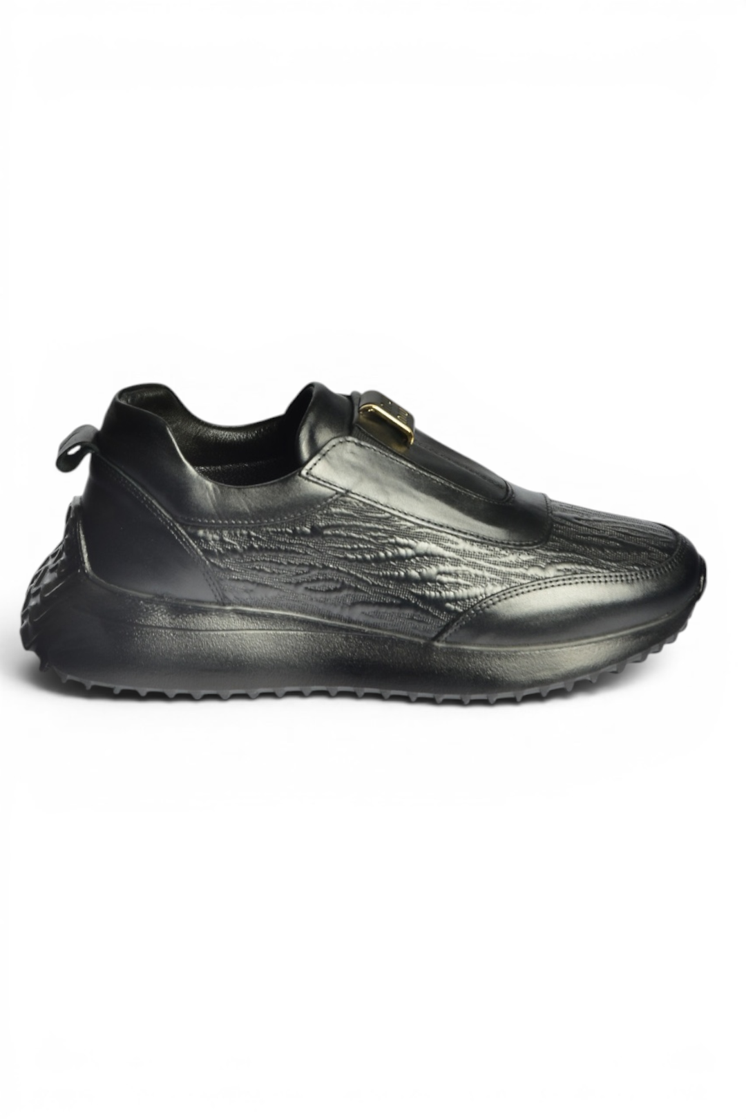 Z555091903 Siyah Hakiki Deri Kalın Tabanlı Spor Ayakkabı Sneakers