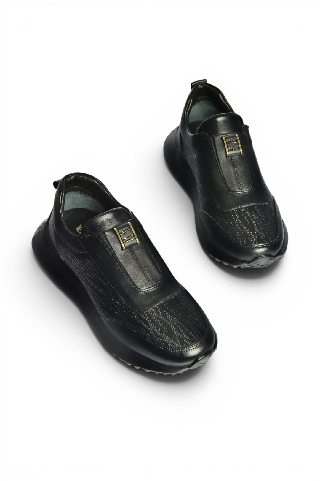 Z555091903 Siyah Hakiki Deri Kalın Tabanlı Spor Ayakkabı Sneakers