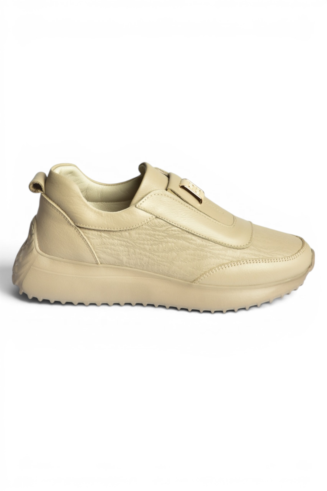 Z555091903 Vizon Hakiki Deri Kalın Tabanlı Spor Ayakkabı Sneakers