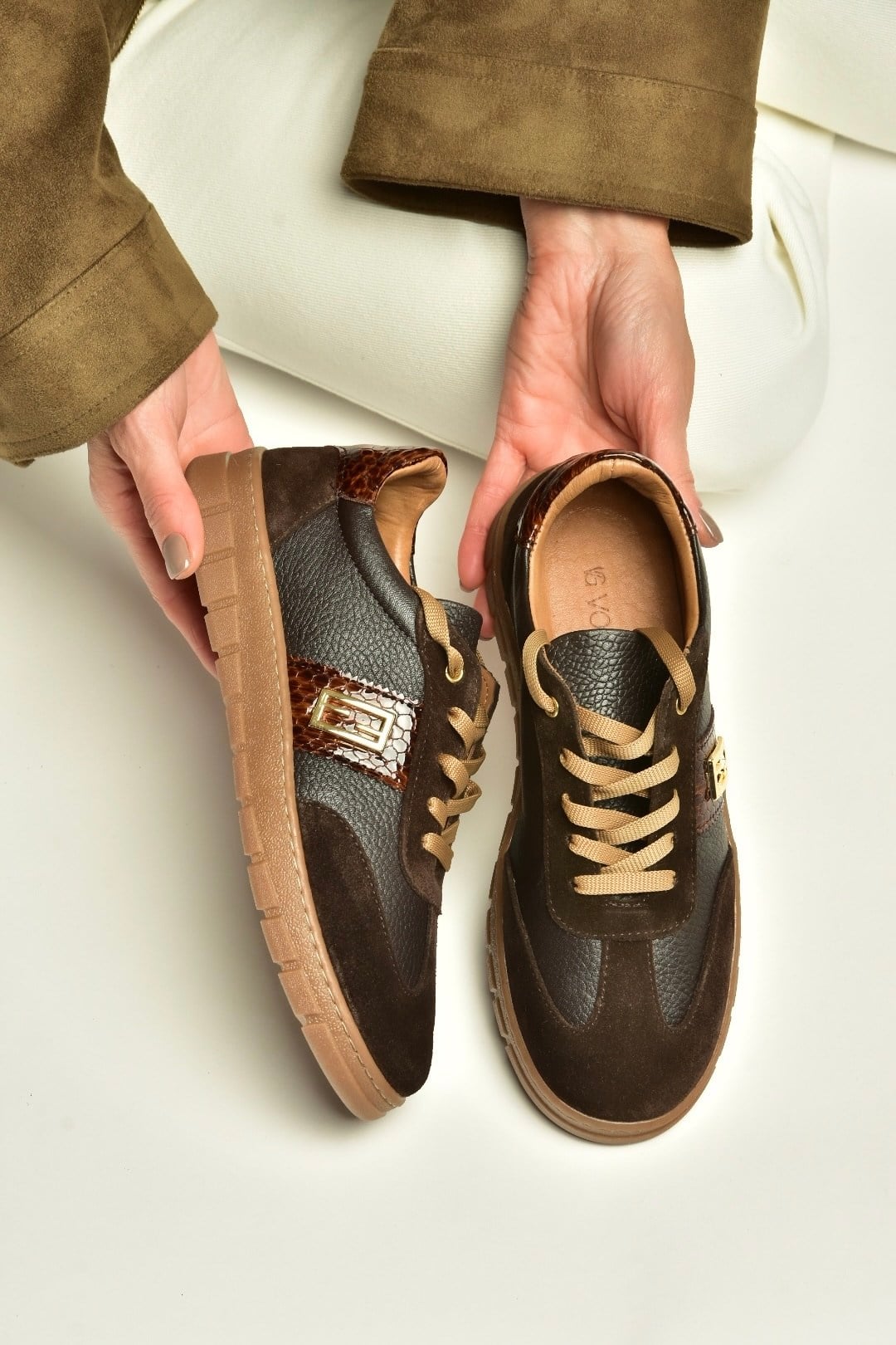 Z555101061 Kahverengi Hakiki Süet Deri Spor Ayakkabı Sneakers