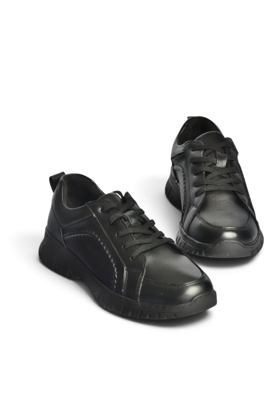 Z555562003 Siyah Hakiki Deri Kadın Spor Ayakkabı