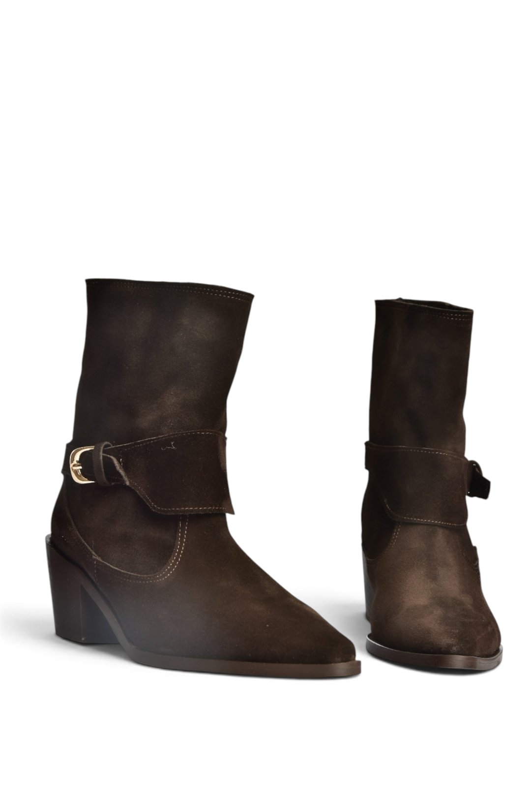 Z654037761 Kahverengi Hakiki Deri Süet Alçak Topuklu Western Kadın Bot