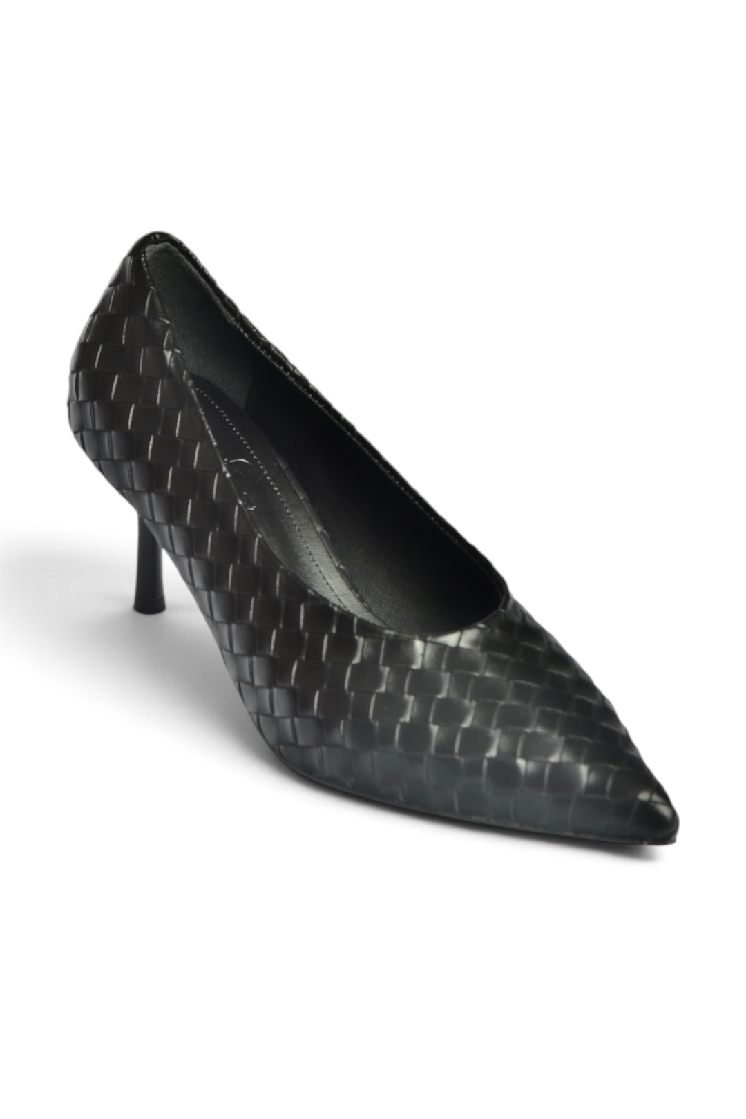 Z676026009 Siyah Örgü Modelli İnce Topuklu Kadın Stiletto Ayakkabı