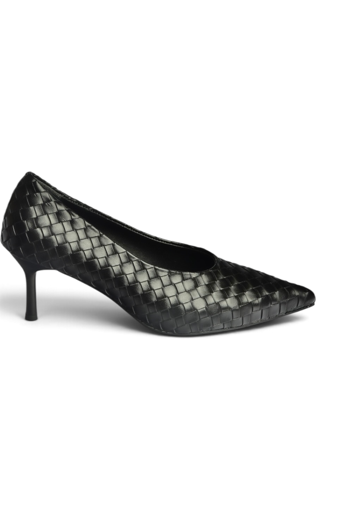 Z676026009 Siyah Örgü Modelli İnce Topuklu Kadın Stiletto Ayakkabı