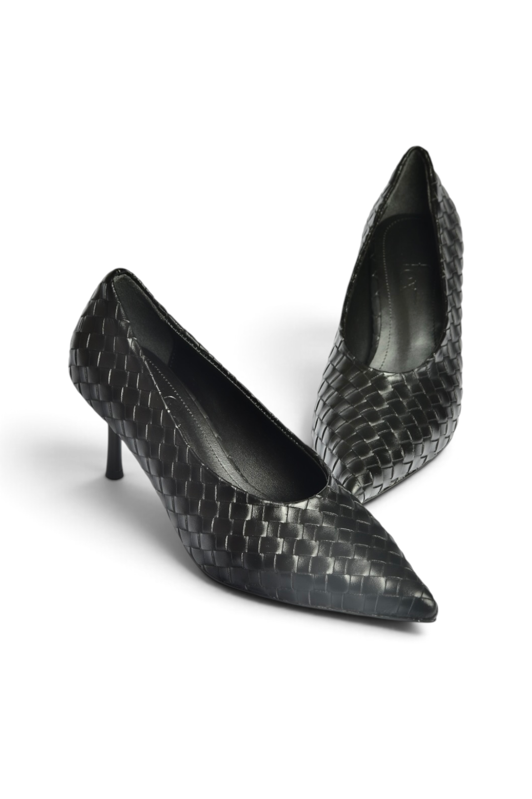 Z676026009 Siyah Örgü Modelli İnce Topuklu Kadın Stiletto Ayakkabı