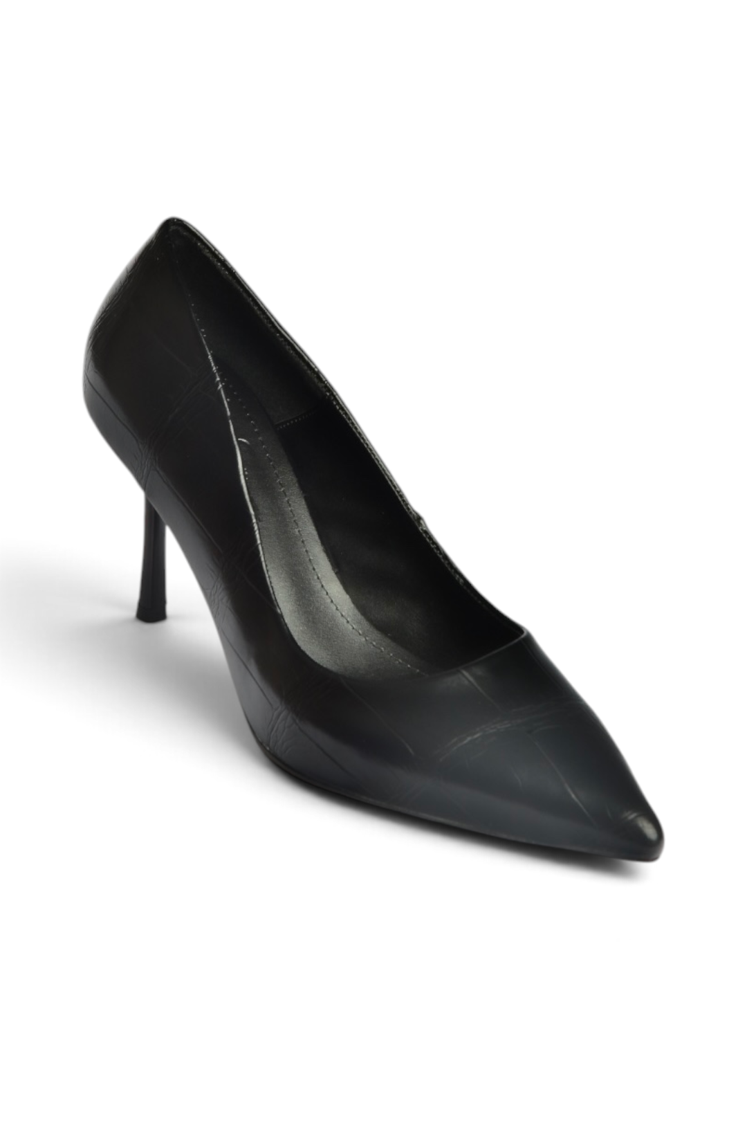 Z676050011 Siyah Kroko Baskılı İnce Topuklu Kadın Stiletto Ayakkabı