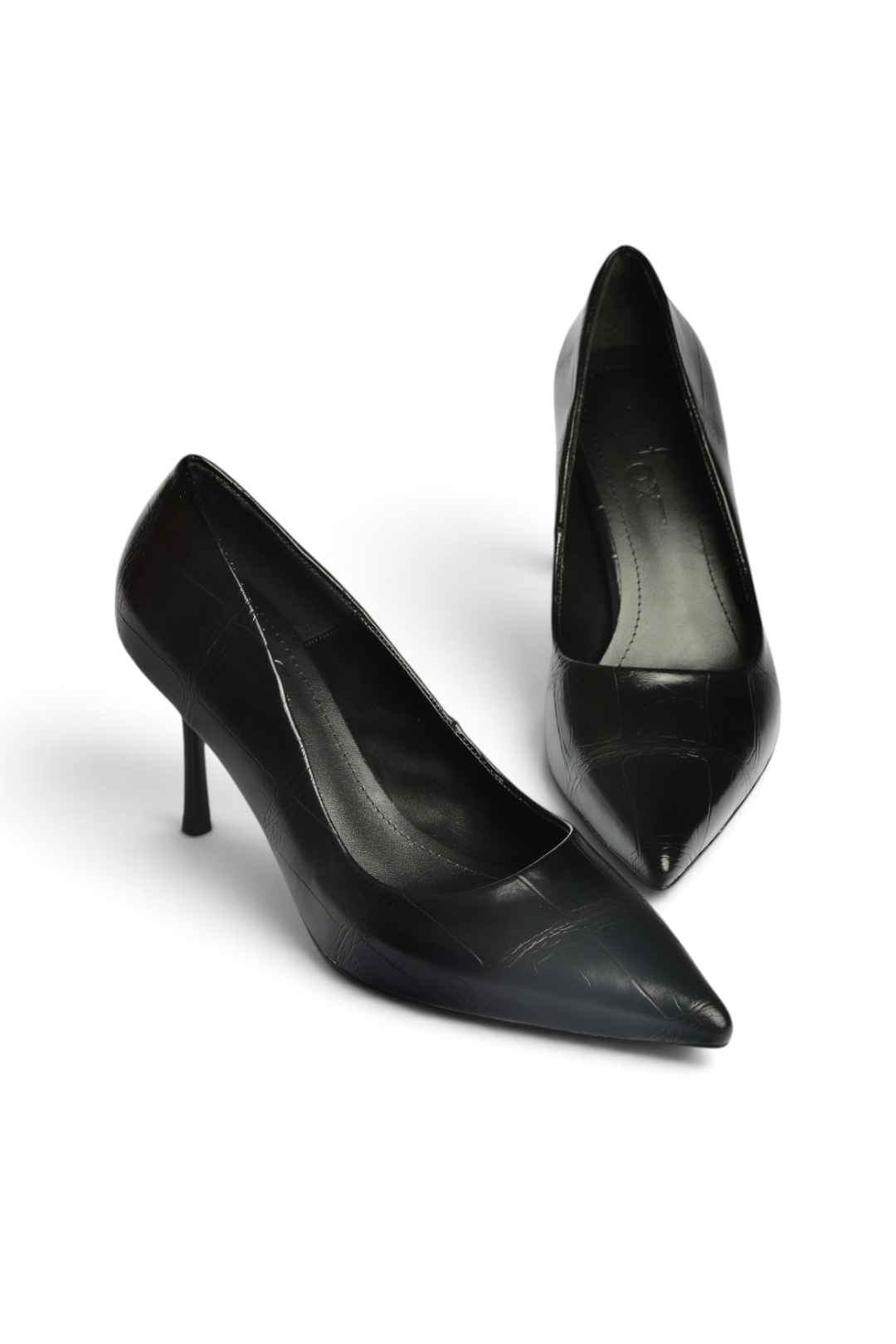 Z676050011 Siyah Kroko Baskılı İnce Topuklu Kadın Stiletto Ayakkabı