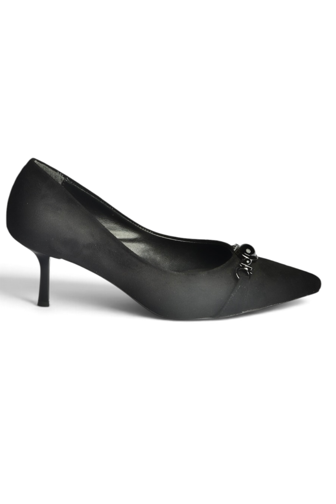 Z676070102 Siyah Süet İnce Topuklu Kadın Stiletto Ayakkabı