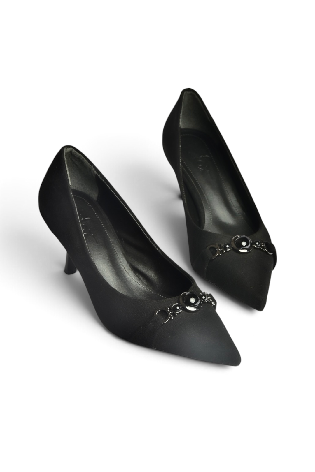 Z676070102 Siyah Süet İnce Topuklu Kadın Stiletto Ayakkabı