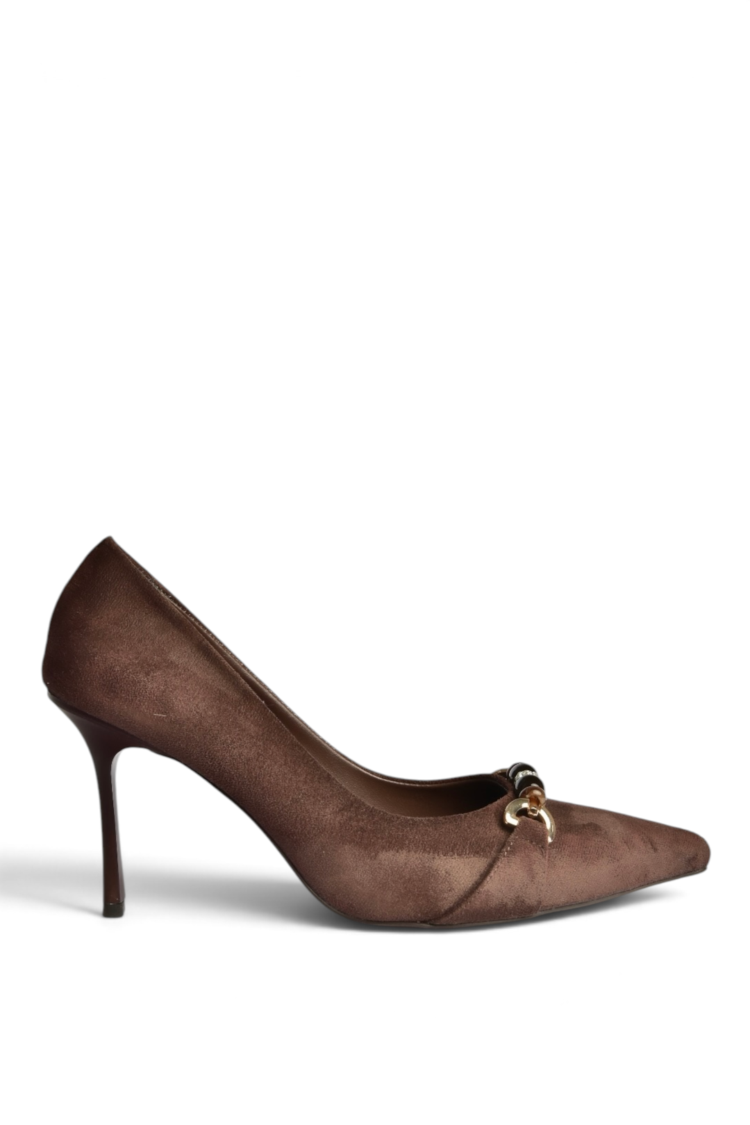 Z676111102 Kahverengi Süet İnce Topuklu Kadın Topuklu Stiletto Ayakkabı