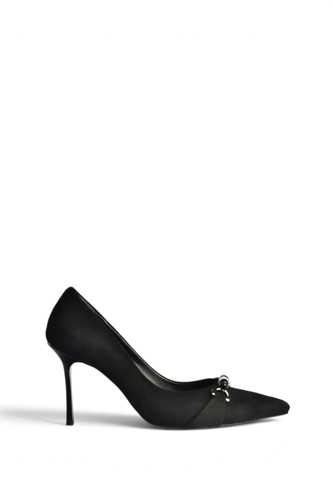 Z676111102 Siyah Süet İnce Topuklu Kadın Topuklu Stiletto Ayakkabı
