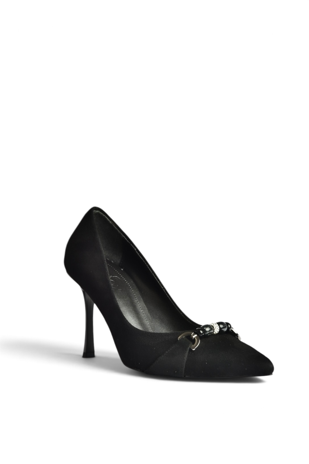 Z676111102 Siyah Süet İnce Topuklu Kadın Topuklu Stiletto Ayakkabı