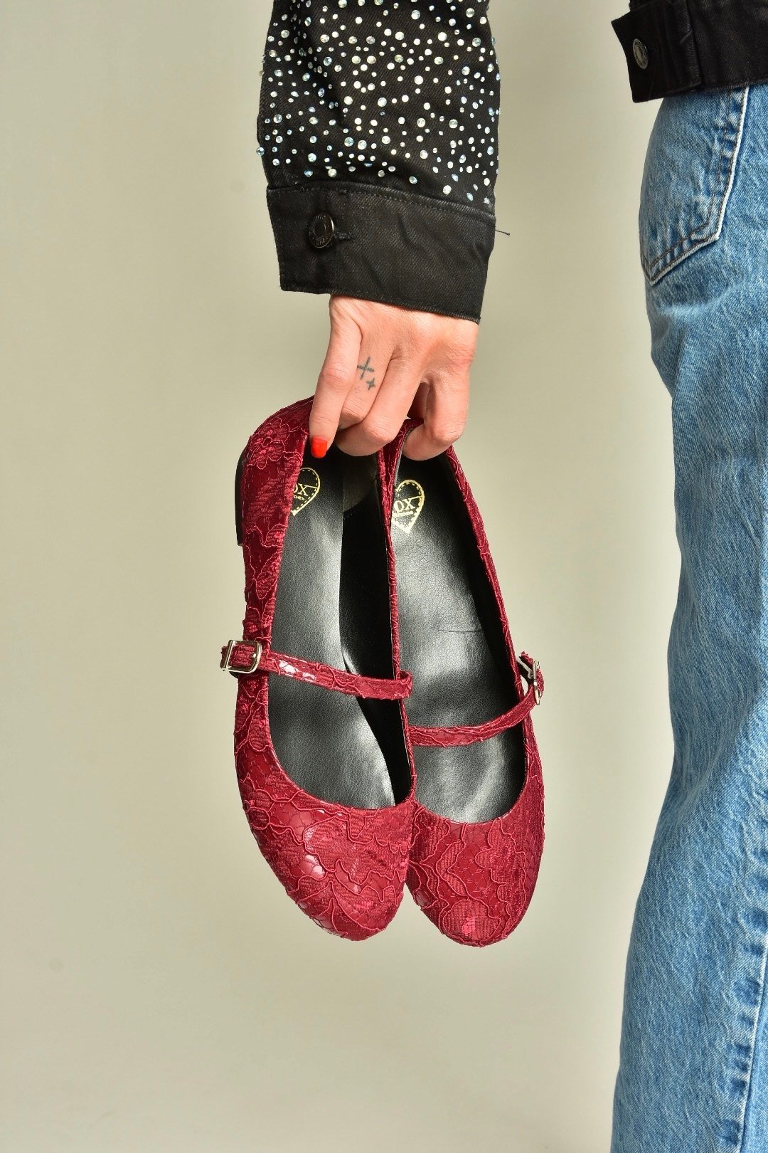 Z726232704 Bordo Kumaş Bantlı Kadın Babet