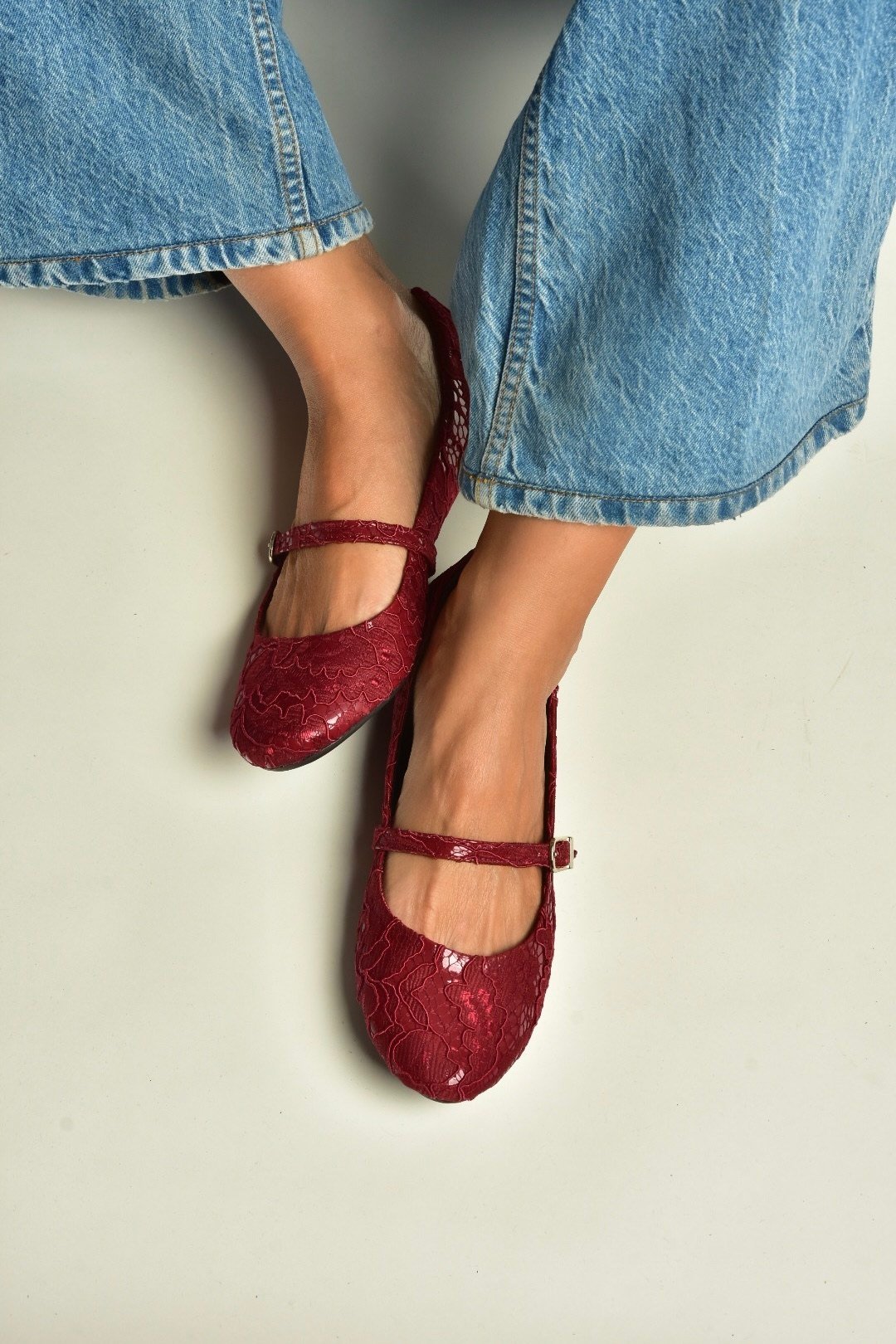 Z726232704 Bordo Kumaş Bantlı Kadın Babet
