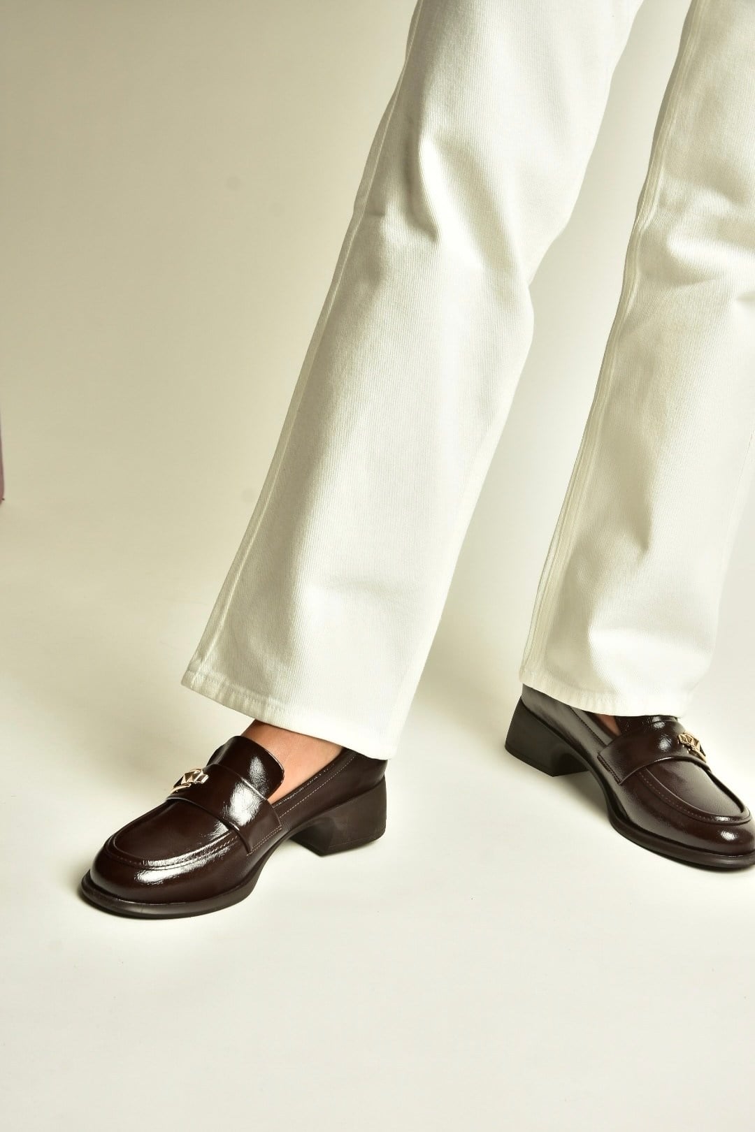 Z820106460 Kahverengi Rustik Kalın Topuklu Loafer Ayakkabı