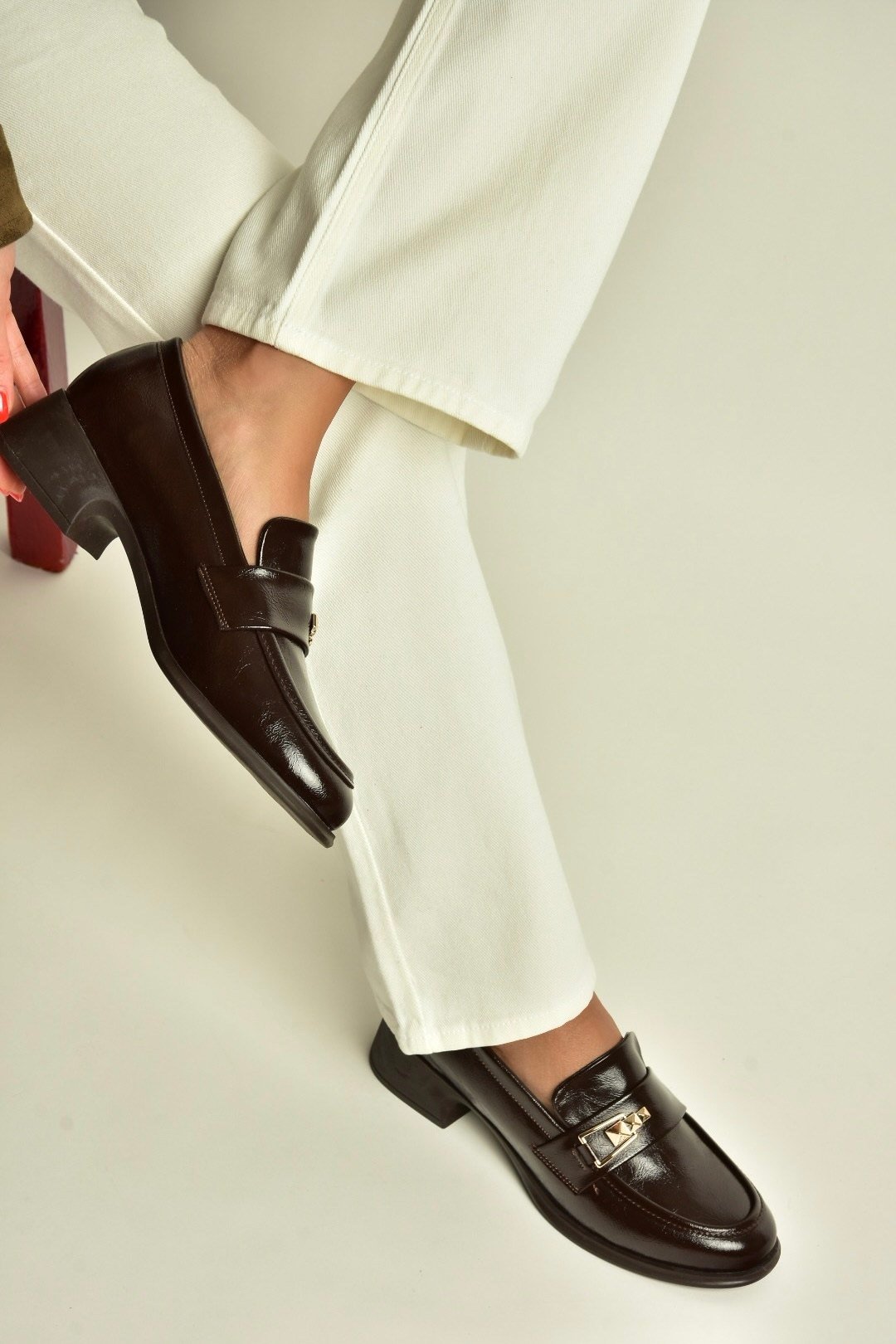 Z820106460 Kahverengi Rustik Kalın Topuklu Loafer Ayakkabı