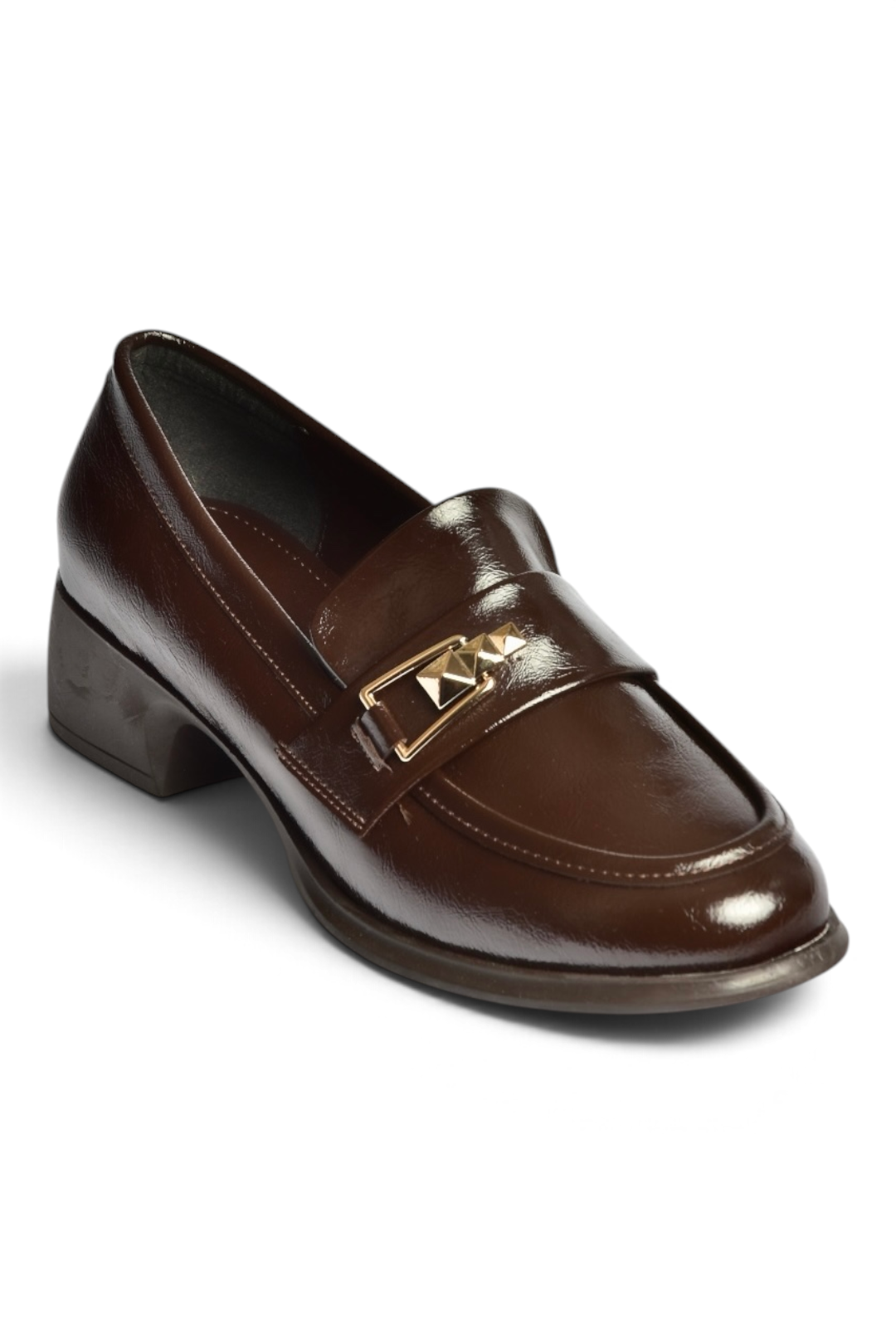 Z820106460 Kahverengi Rustik Kalın Topuklu Loafer Ayakkabı