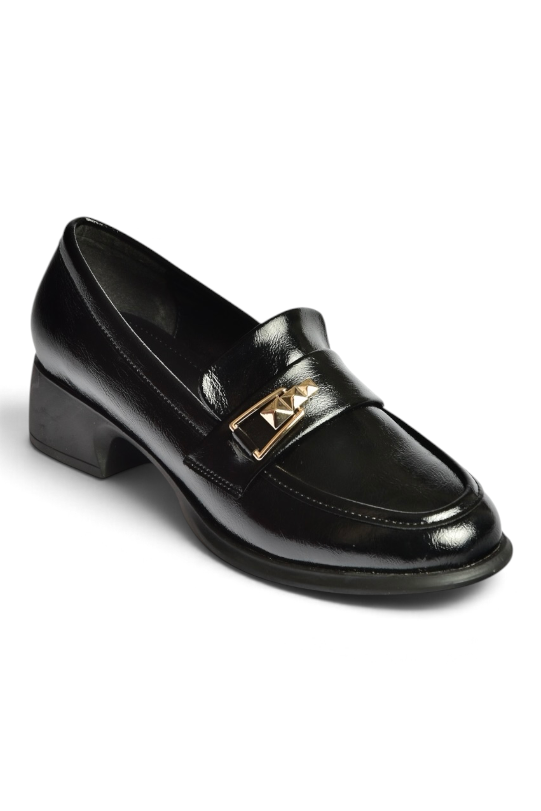 Z820106460 Siyah Rustik Kalın Topuklu Loafer Ayakkabı