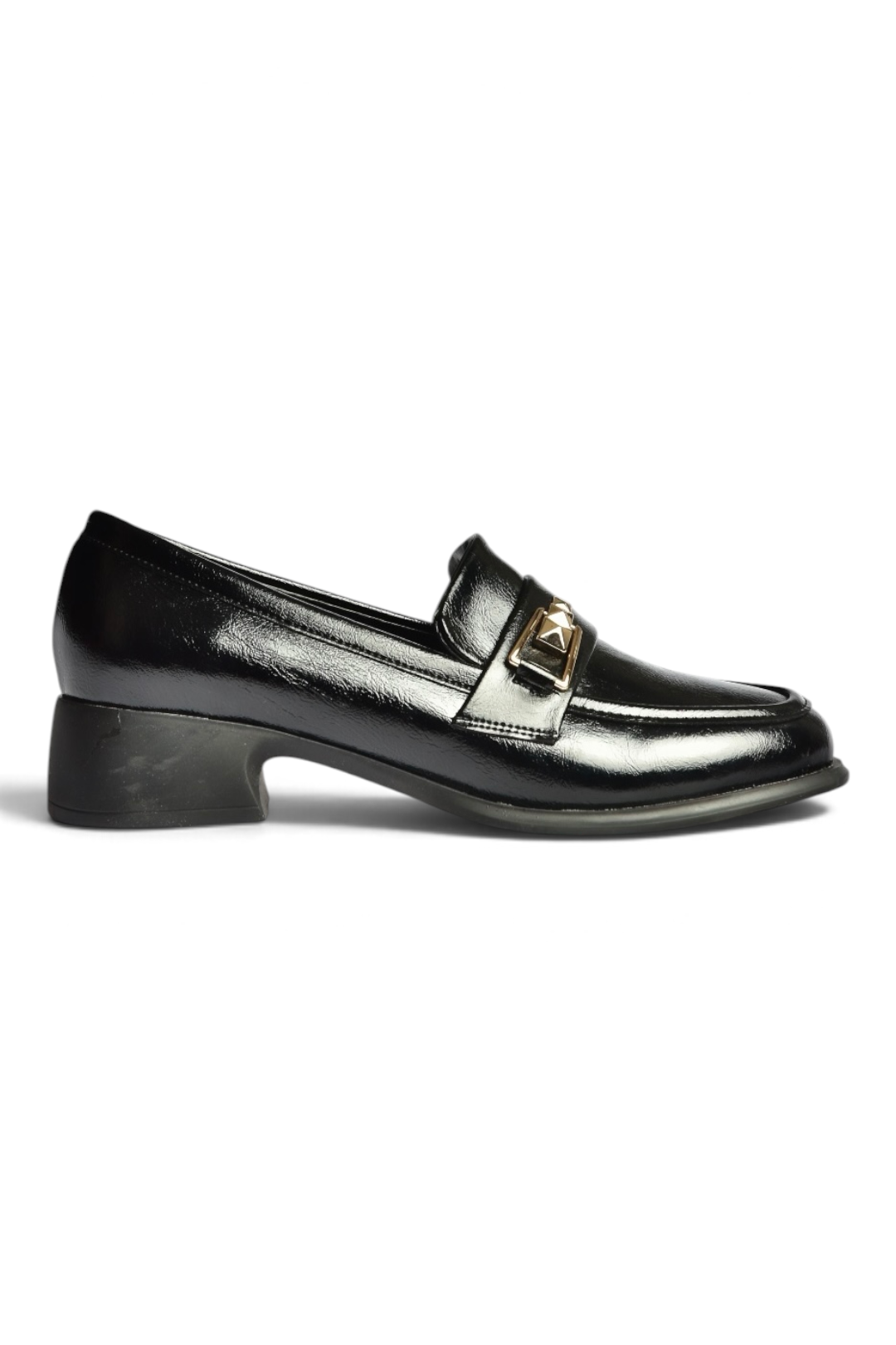 Z820106460 Siyah Rustik Kalın Topuklu Loafer Ayakkabı