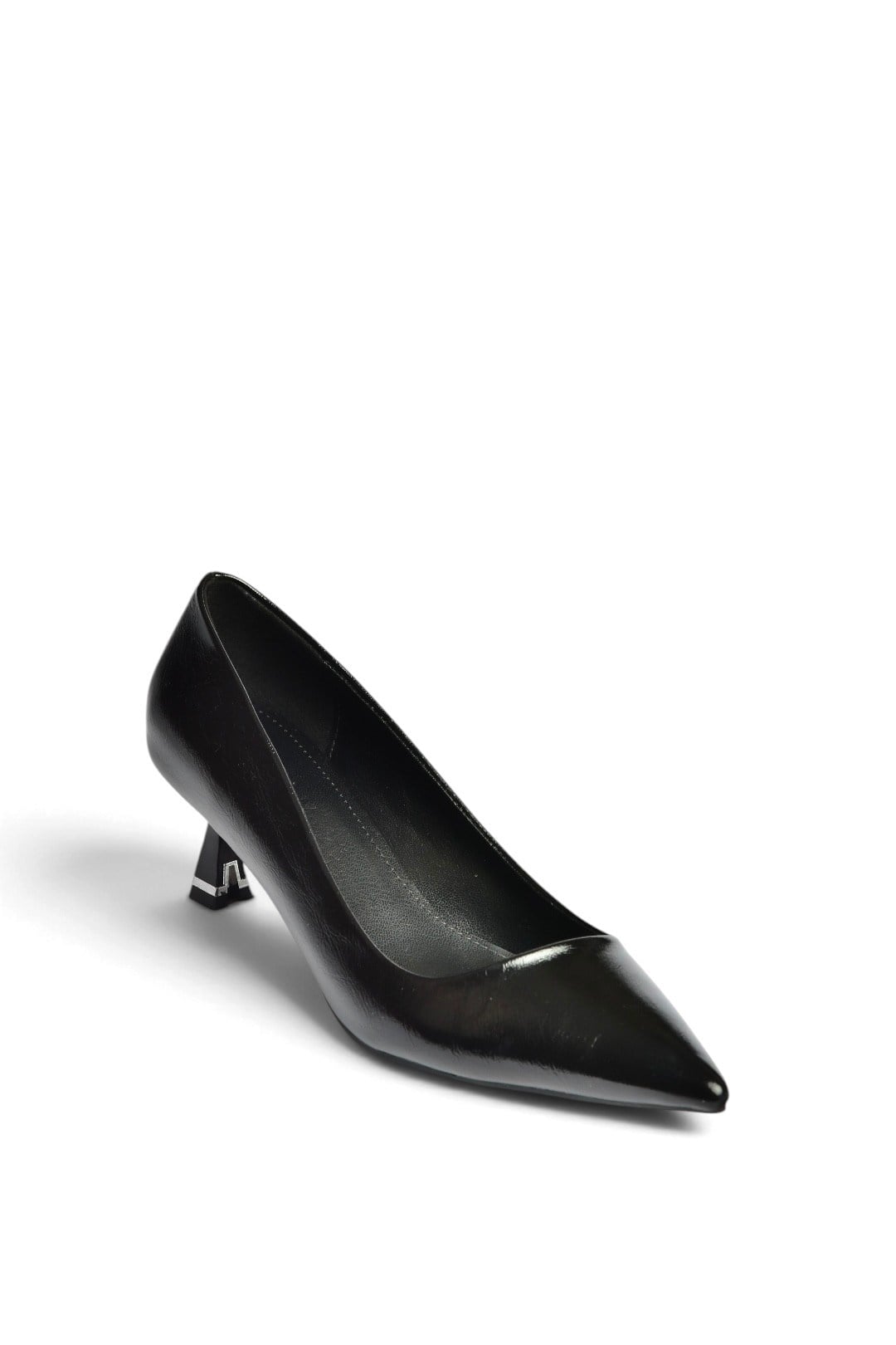 Z820592160 Siyah Rustik Alçak Topuklu Kadın Stiletto Ayakkabı
