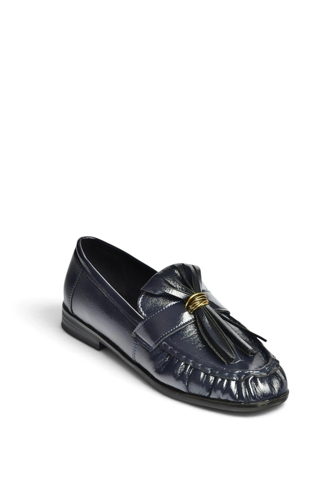 Z820617208 Lacivert Püskül Detaylı Rugan Loafer Ayakkabı