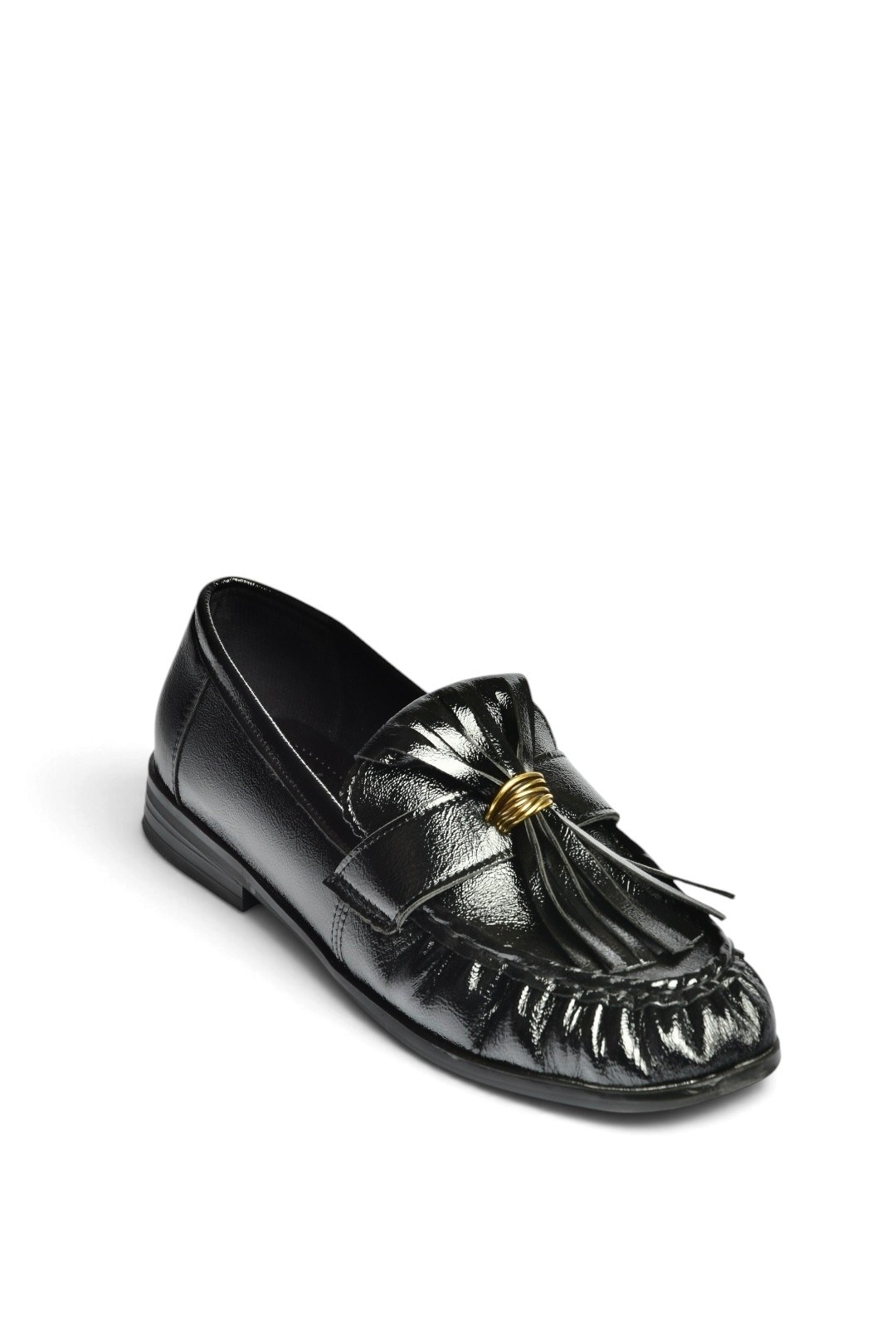Z820617208 Siyah Püskül Detaylı Rugan Loafer Ayakkabı