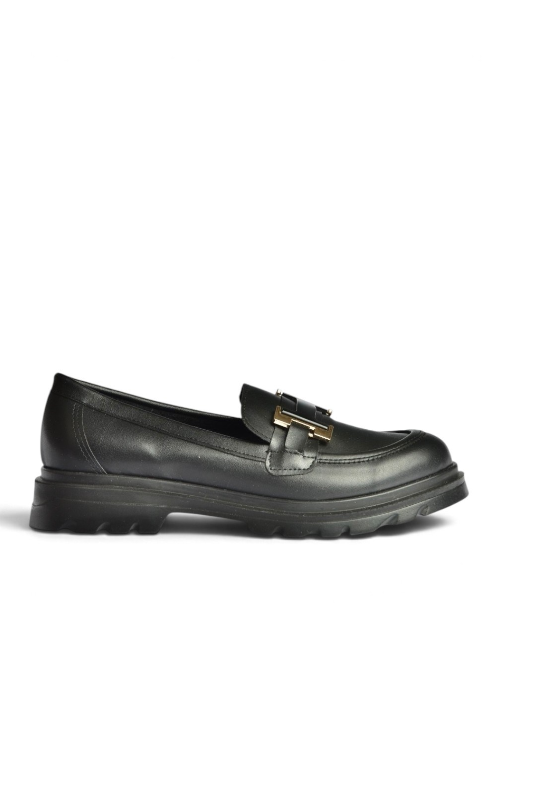 Z881862109 Siyah Kalın Tabanlı Tokalı Loafer