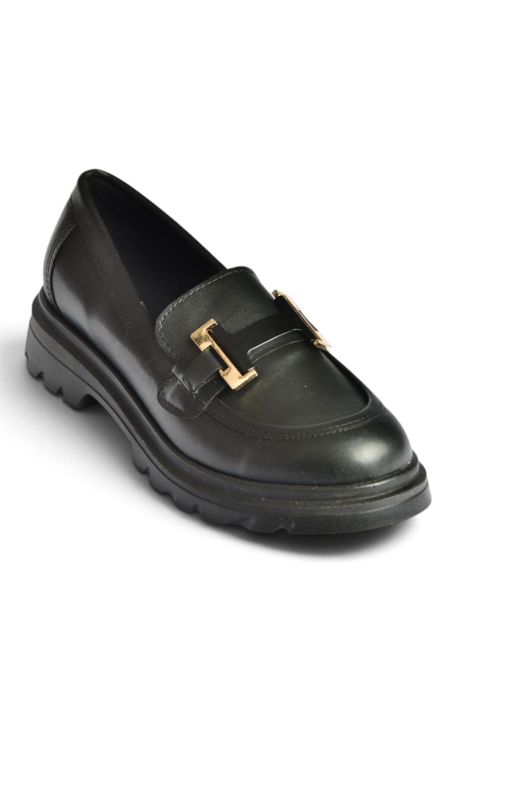 Z881862109 Siyah Kalın Tabanlı Tokalı Loafer