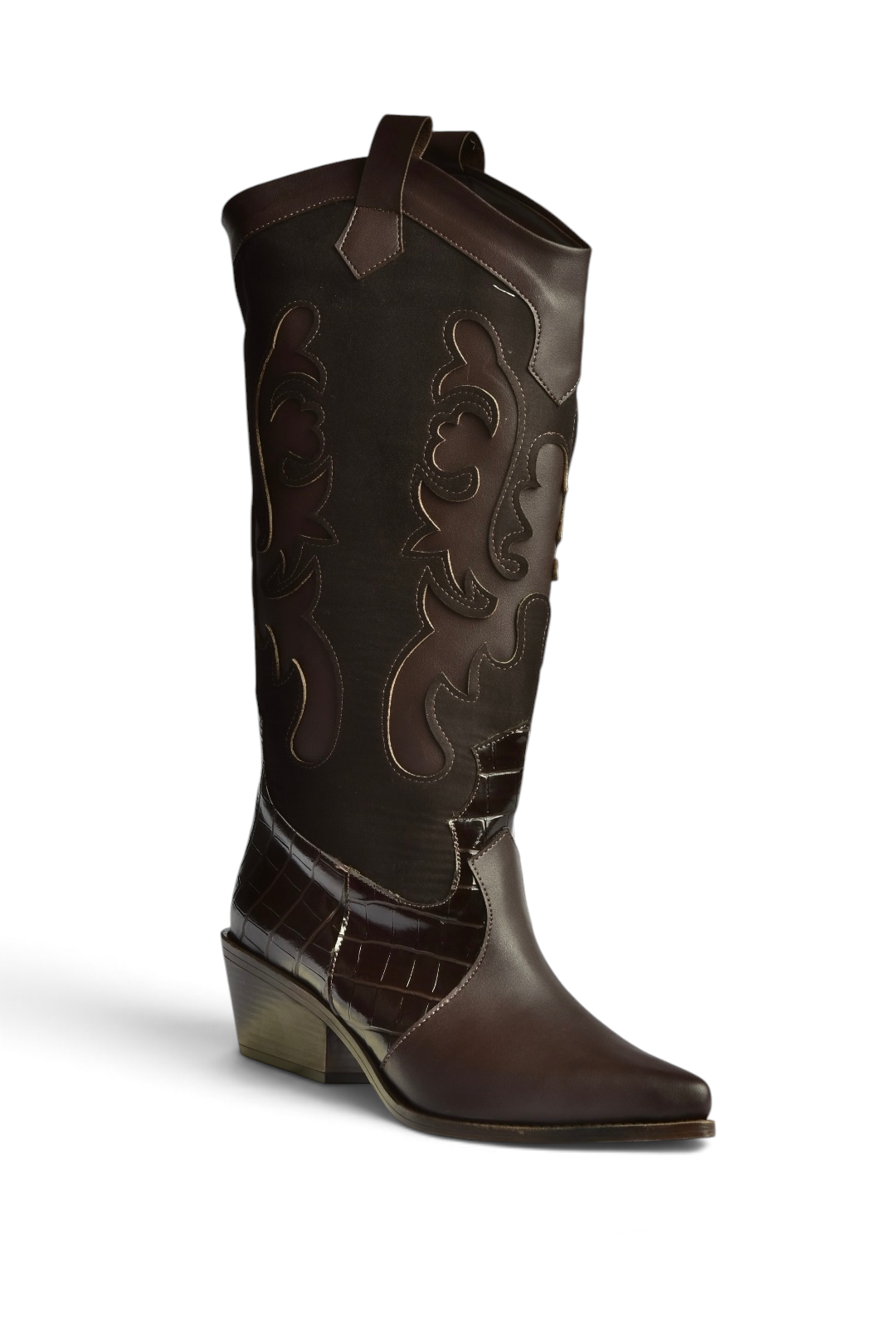 Z920123909 Kahverengi Alçak Topuklu Kovboy Model Kadın Çizme