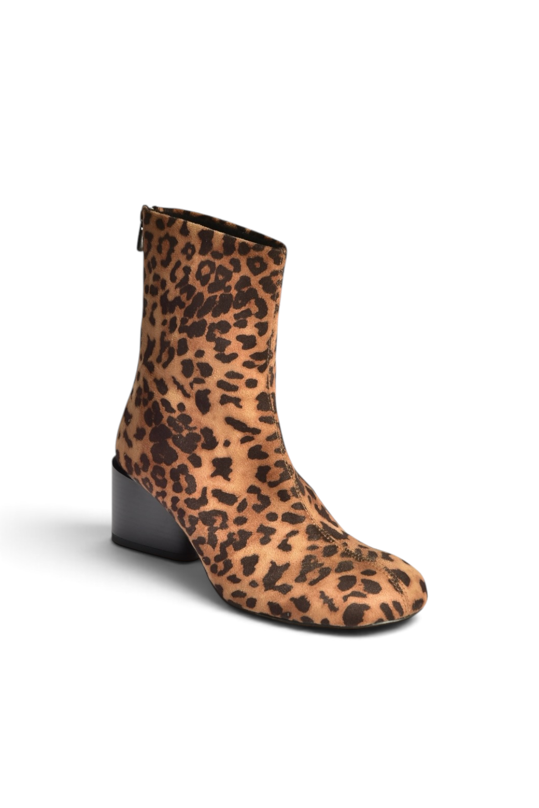 Z920234002 Leopar Süet Kalın Topuklu Kadın Bot