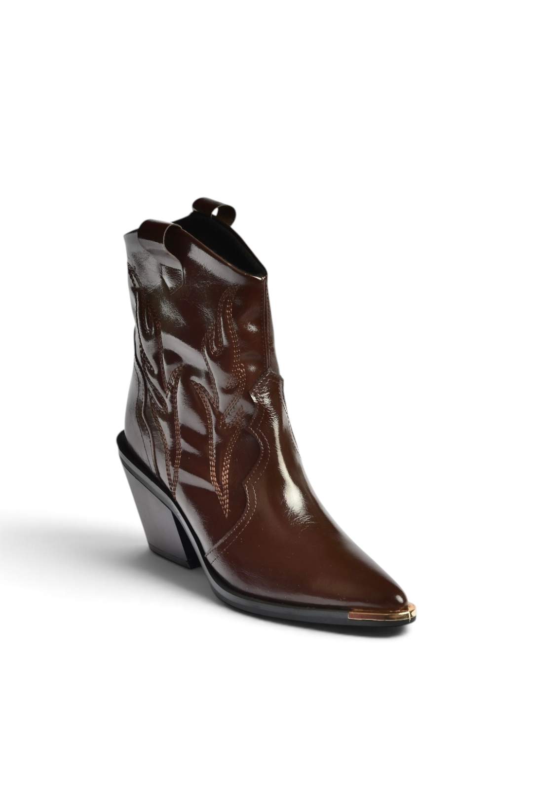 Z920241160 Kahverengi Rustik Kalın Topuklu Kovboy Model Western Kadın Bot