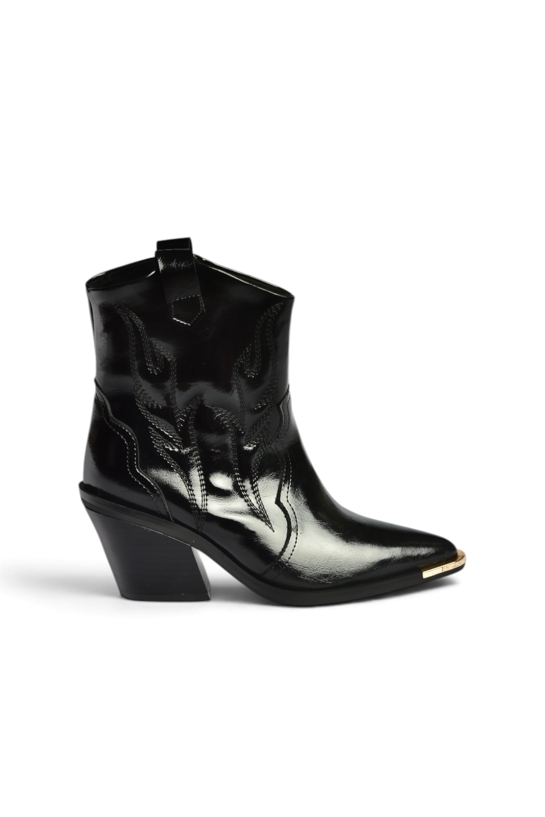 Z920241160 Siyah Rustik Kalın Topuklu Kovboy Model Western Kadın Bot