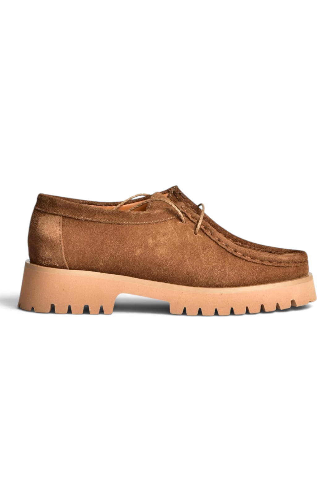 Z944012961 Taba Süet Bağcıklı Kalın Tabanlı Makosen Loafer Ayakkabı