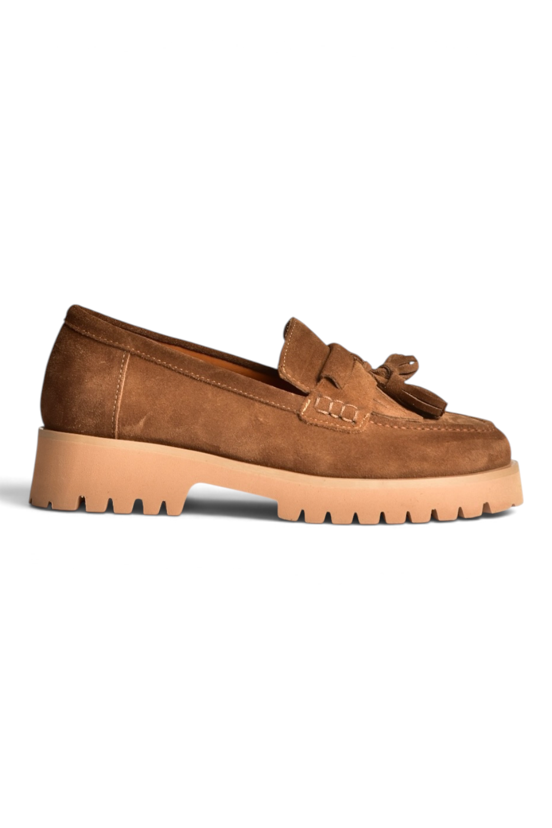 Z944014461 Taba Süet Kalın Tabanlı Püsküllü Loafer Ayakkabı