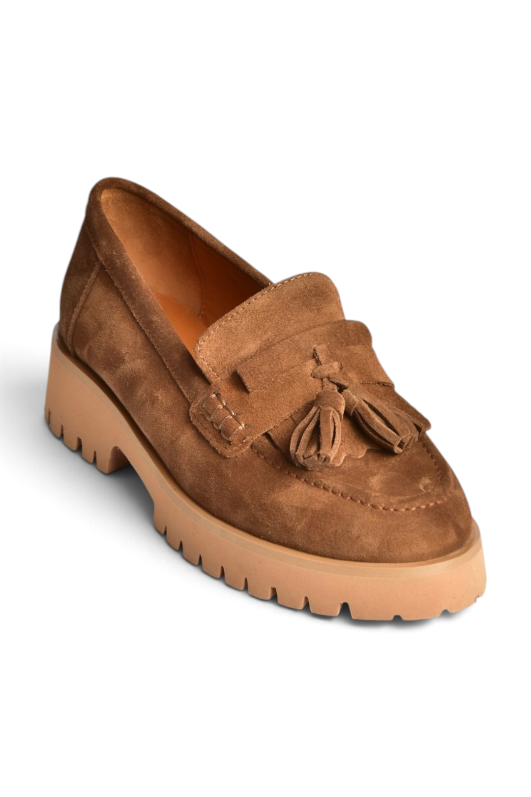 Z944014461 Taba Süet Kalın Tabanlı Püsküllü Loafer Ayakkabı