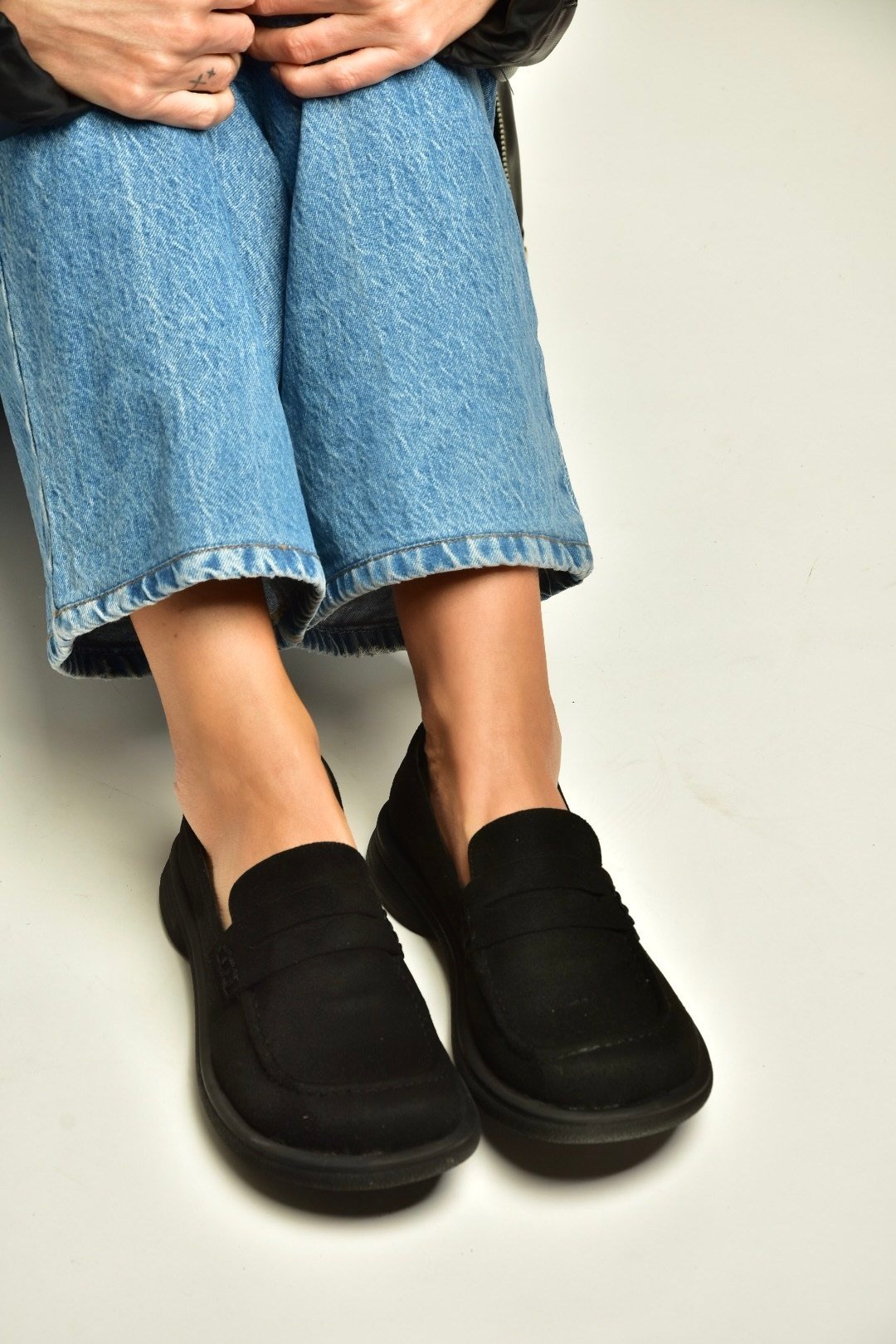 Z996165202 Siyah Süet Mosen Burunlu Casual Comfort Ayakkabı