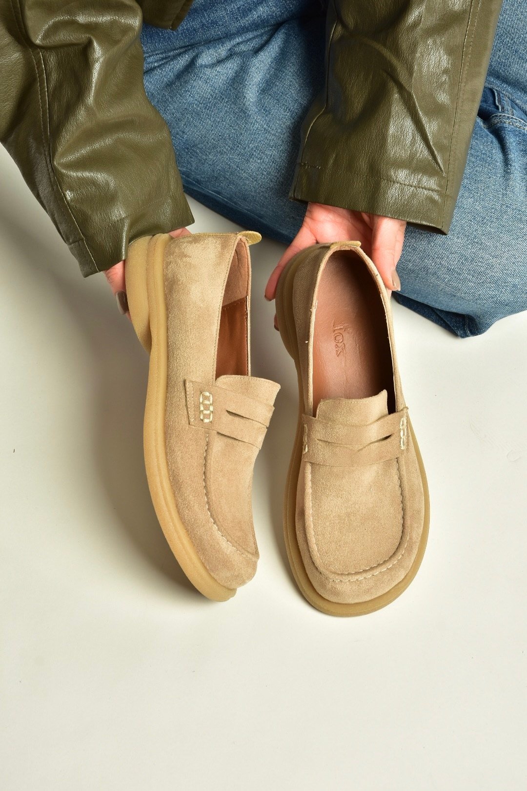 Z996165202 Vizon Süet Mosen Burunlu Casual Comfort Ayakkabı