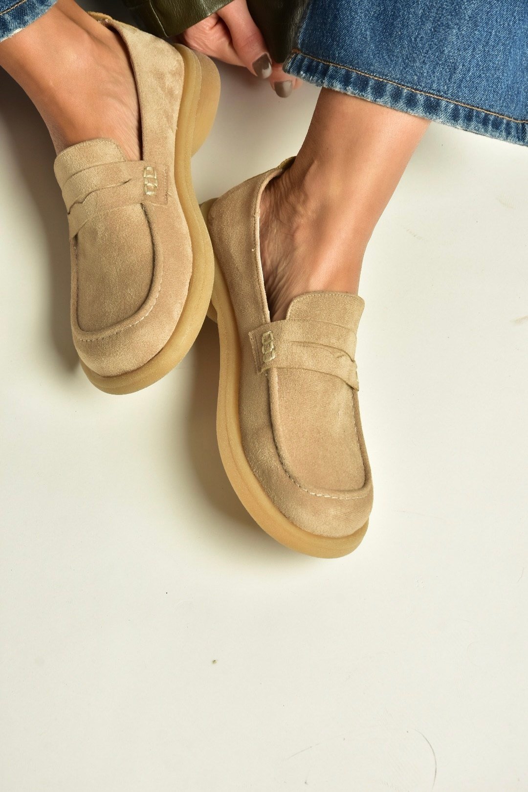 Z996165202 Vizon Süet Mosen Burunlu Casual Comfort Ayakkabı