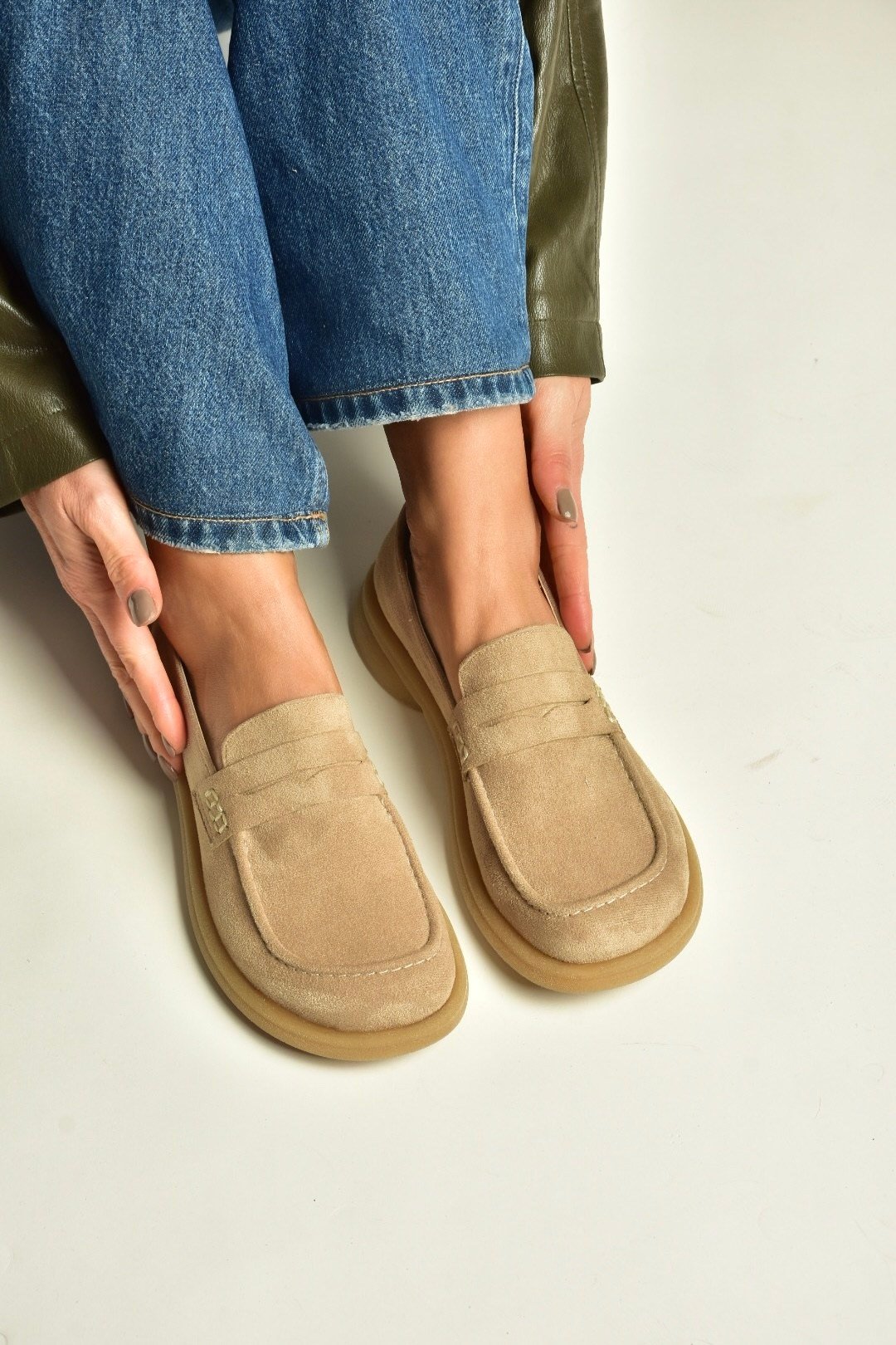 Z996165202 Vizon Süet Mosen Burunlu Casual Comfort Ayakkabı