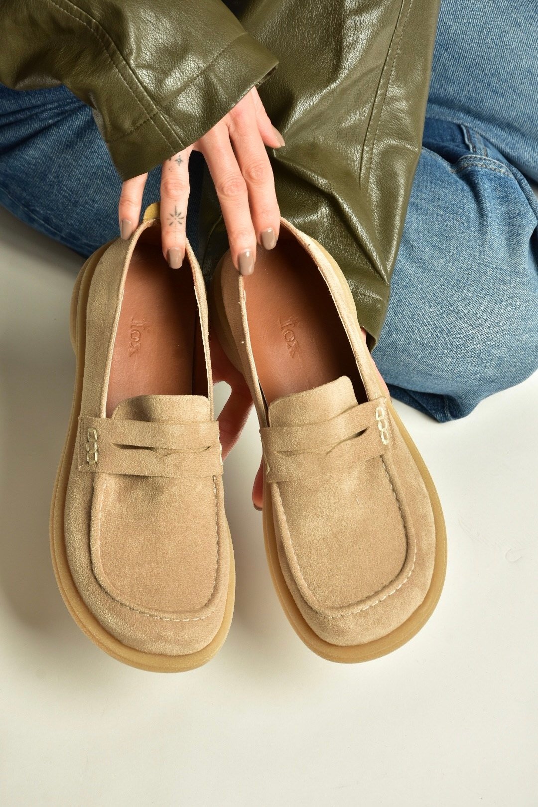 Z996165202 Vizon Süet Mosen Burunlu Casual Comfort Ayakkabı