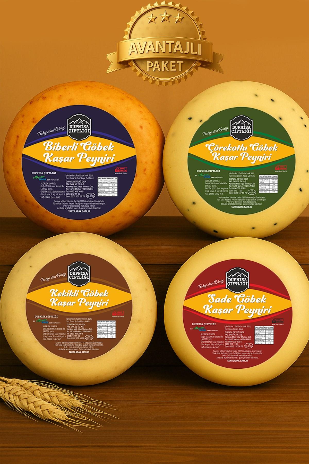 Avantajlı PaketlerDupnisa Çiftliği4’lü Gurme Göbek Kaşar Peyniri Paketi (4 x 250g)
