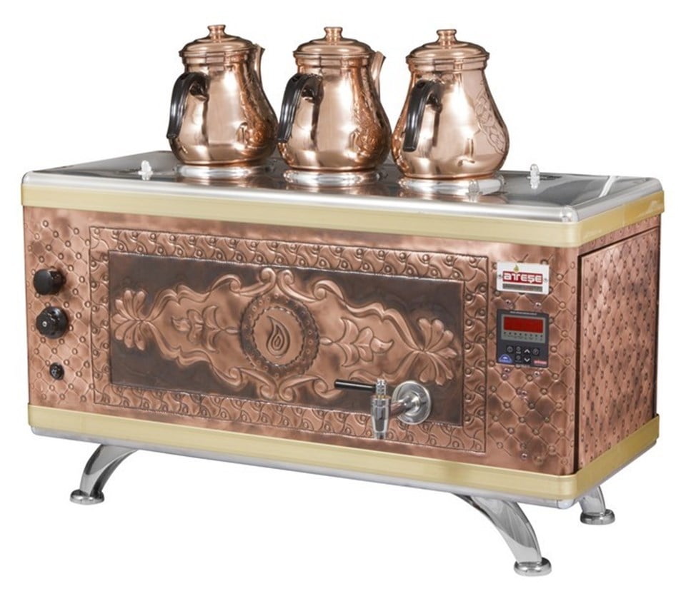 3 DEMLİKLİ COMPACKT GAZ+ELEKTRİKLİ BAKIR ÇAY KAZANI