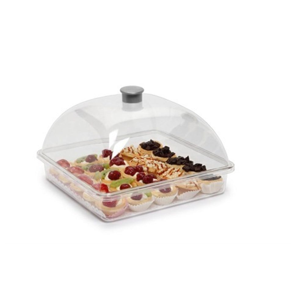 KARE PASTA KEK KABI TAKIM TEPSİ+KAPAK KÜÇÜK  PC 260x260x150H/mm