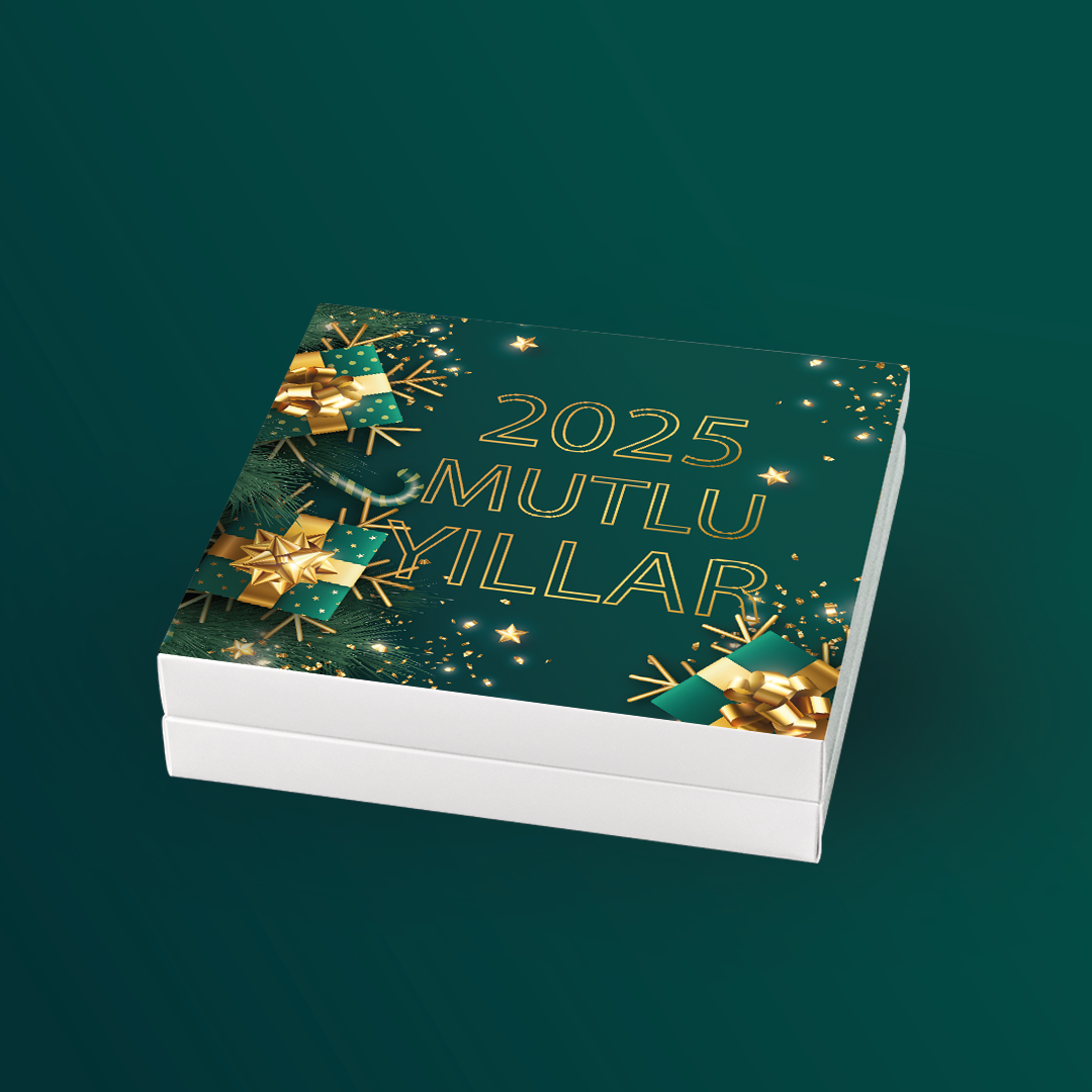 Yılbaşı Çikolataları Yeşil Desenli Yaldızlı Çikolata