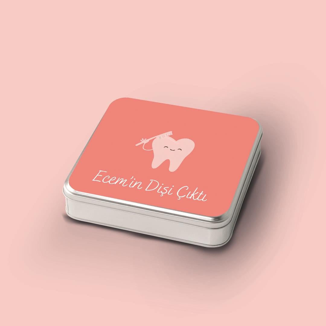 32 Adetli Diş Fırçalı Kız İlk Diş Metal Kutu Madlen Çikolata
