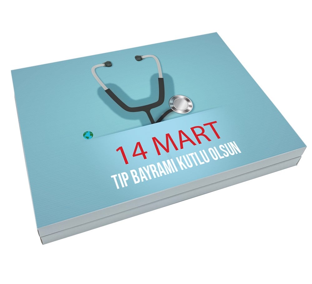 14 Mart Tıp Bayramı Mesajı Madlen Çikolata Büyük Sunum Kutulu (48 Adet)