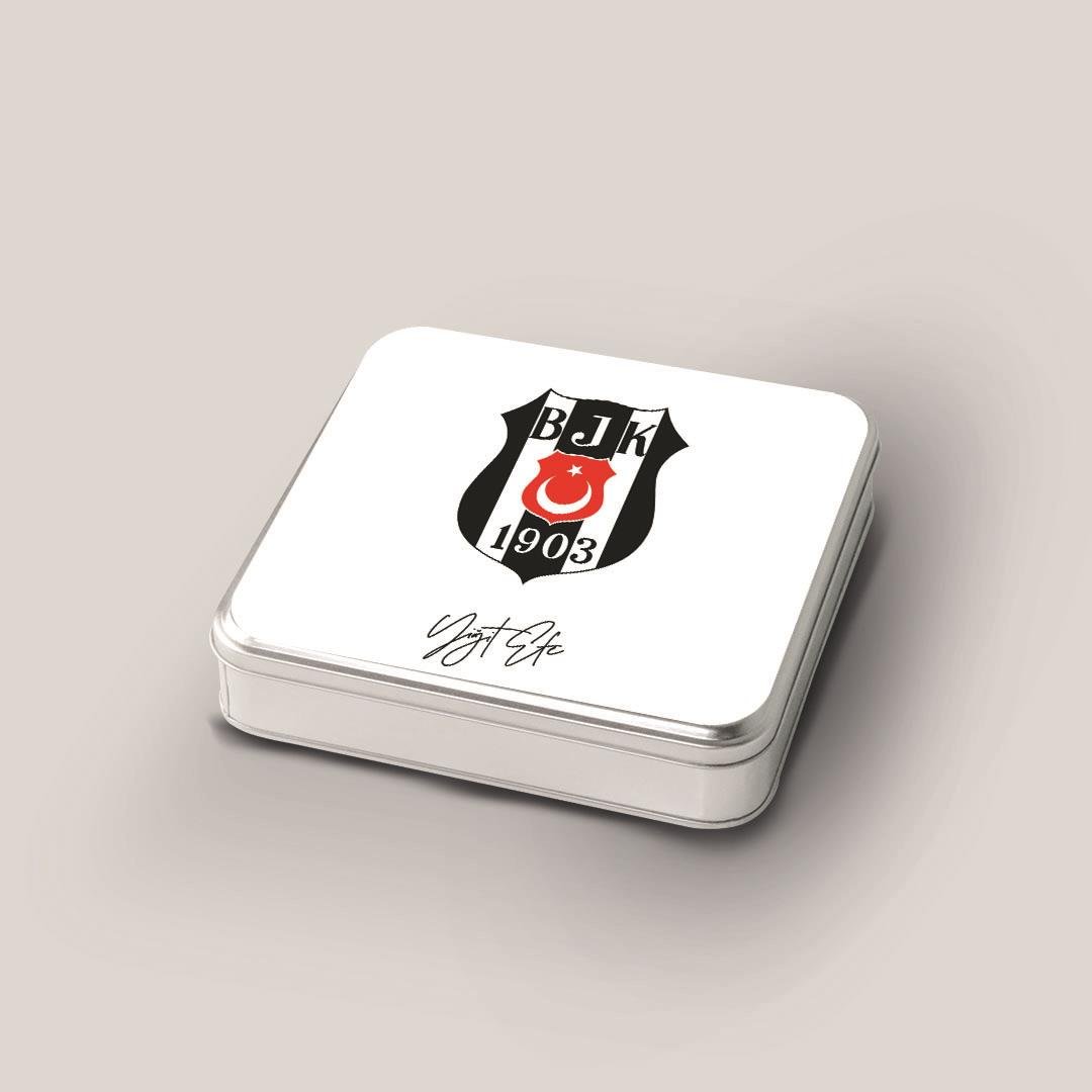 32 Adetli Beşiktaş Amblem Desenli Taraftar Bebek Metal Kutu Madlen