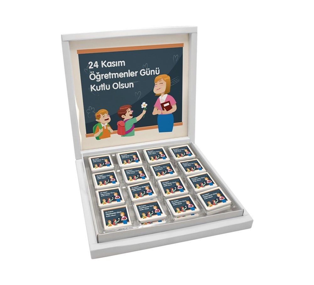 24 Kasım Öğretmenler Günü Özel Hediyelik Kutu Çikolata Madlen Çikolata (48 Adet)