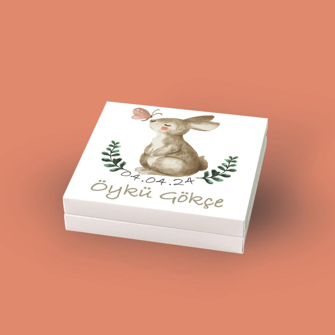 32 Adetli Madlen Kız Bebek Çikolatası Kelebekli Tavşan Desenli
